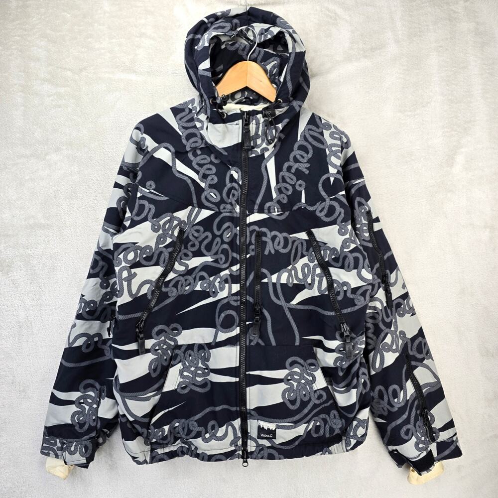 WESC Hooded Jacket Mens Medium Lester Lasso AOP Y2K Snowboard Skater Vintage